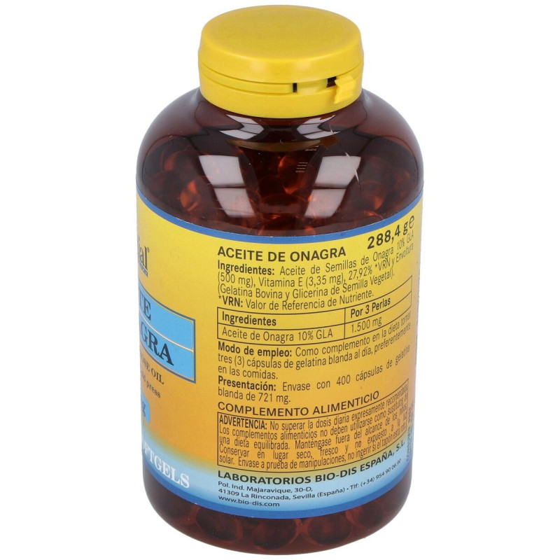 Aceite de Onagra 500mg. (10% Gla) 400perlas - Nature Essential
