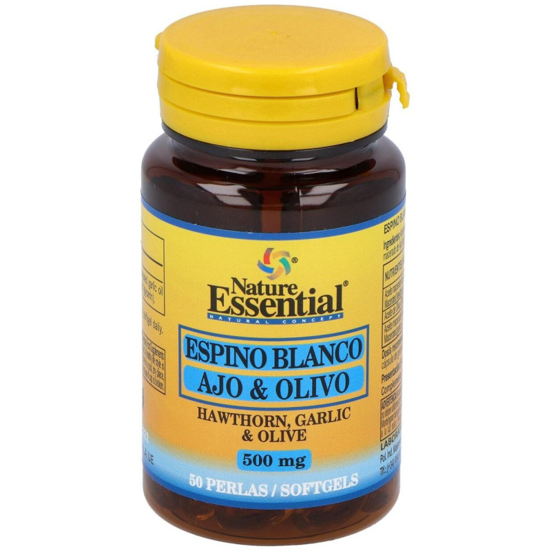 Espino Blanco+ajo+olivo 500mg 50 Perlas - Nature Essential