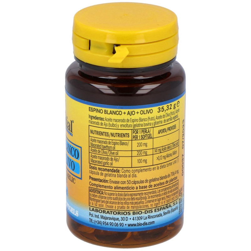 Espino Blanco+ajo+olivo 500mg 50 Perlas - Nature Essential