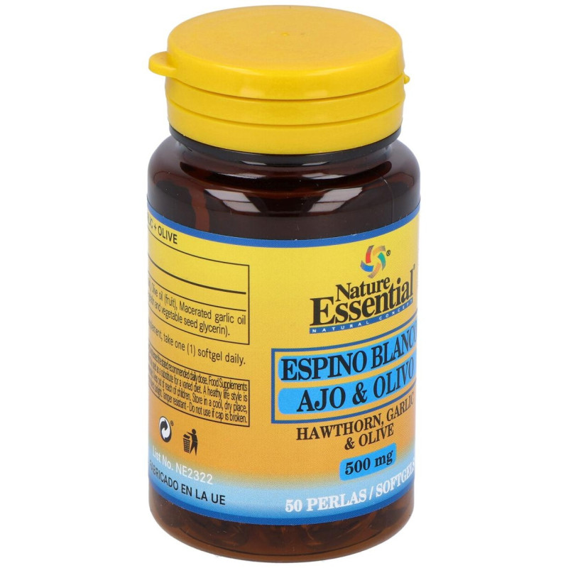 Espino Blanco+ajo+olivo 500mg 50 Perlas - Nature Essential