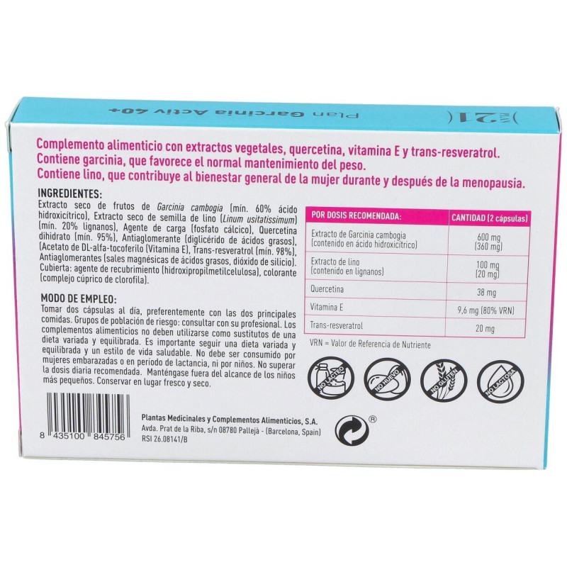 Plan Garcinia Activ 40+ 60Cap. Plan 21