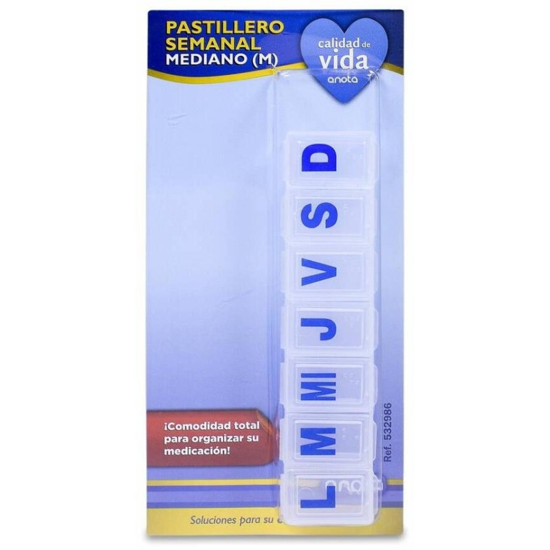 Pastillero Semanal Mediano 1 Toma, 1 Ud - Anota