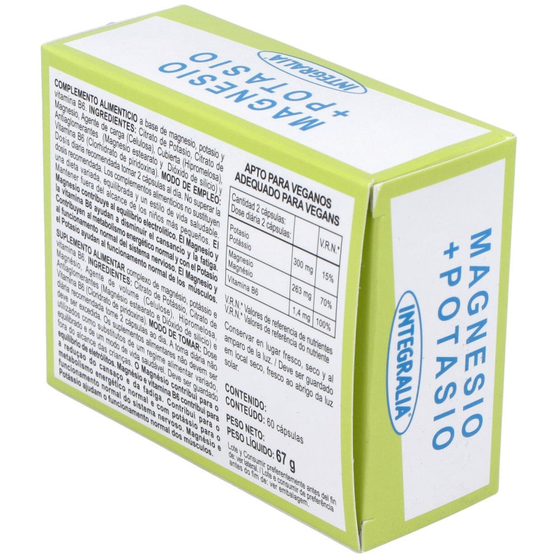 Suplemento de Magnesio, Potasio y Vitamina B6 60 Cápsulas - Integralia