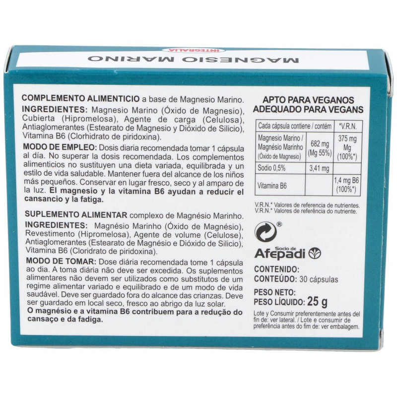 Magnesio Marino Con Vit. B6 30Cap.