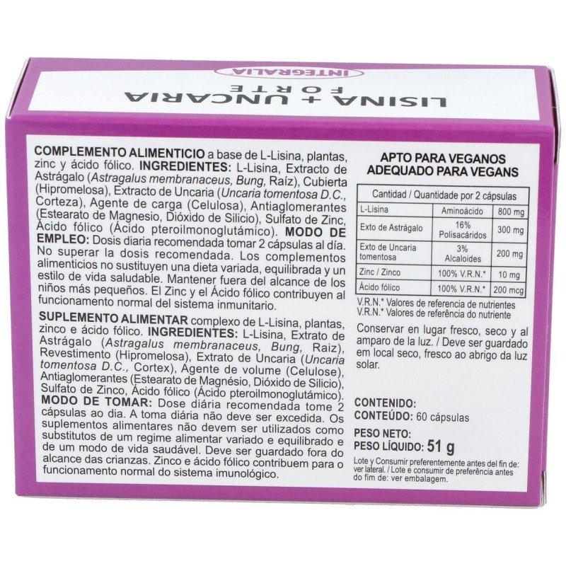 Integralia Lisina + Uncaria Forte 60Caps