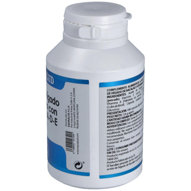 Equisalud Aceite Higado De Bacalao Con Vitaminas Ade 500Mg 180 Perlas