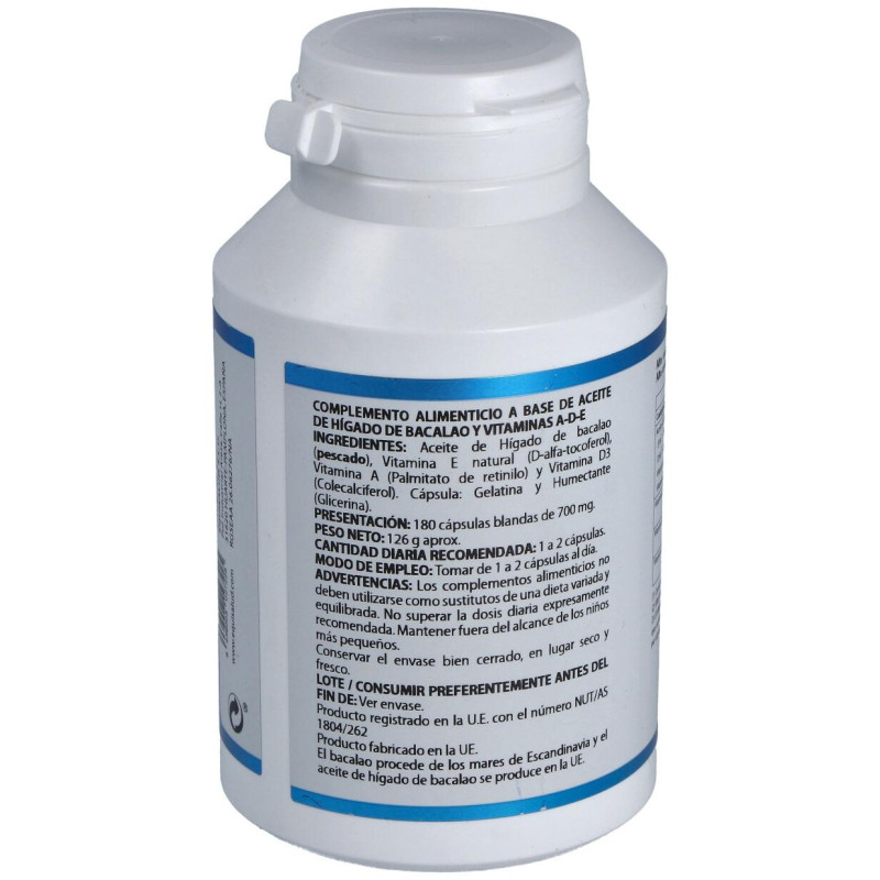 Equisalud Aceite Higado De Bacalao Con Vitaminas Ade 500Mg 180 Perlas