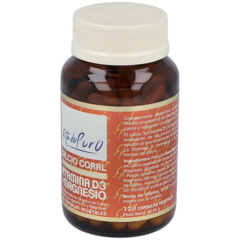 Estado Puro Calcio Coral Vitamina D3 + Magnesio 120caps - Tongil