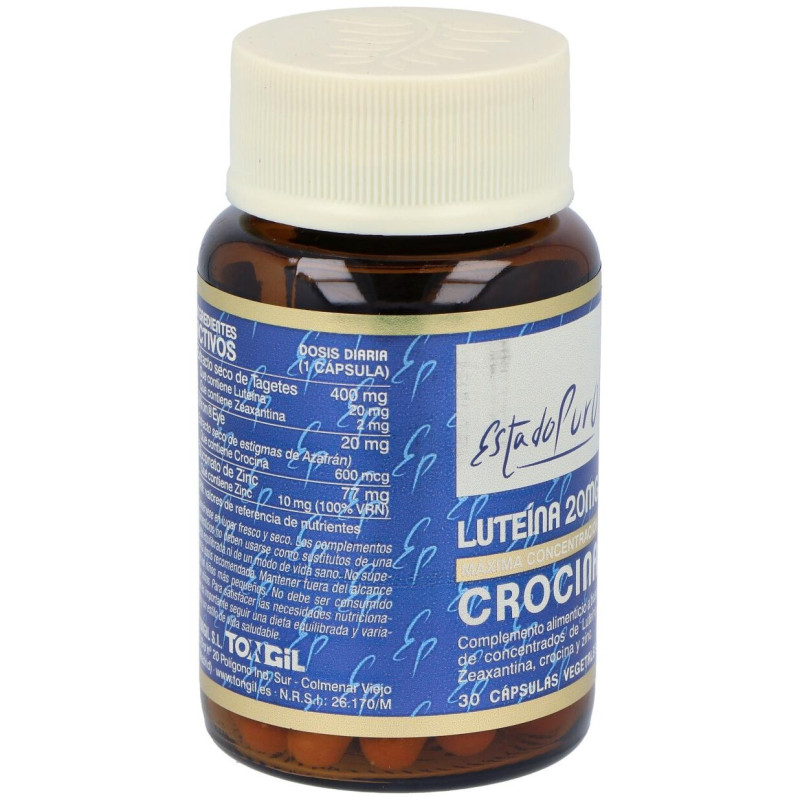 Estado Puro Luteína 20mg Crocina 30caps - Tongil