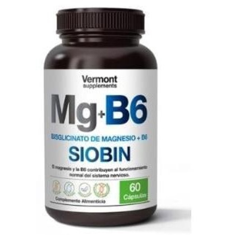 Mg+b6 Siobin Bisglicinato de Magnesio+b6 60cap - Vermont Supplements