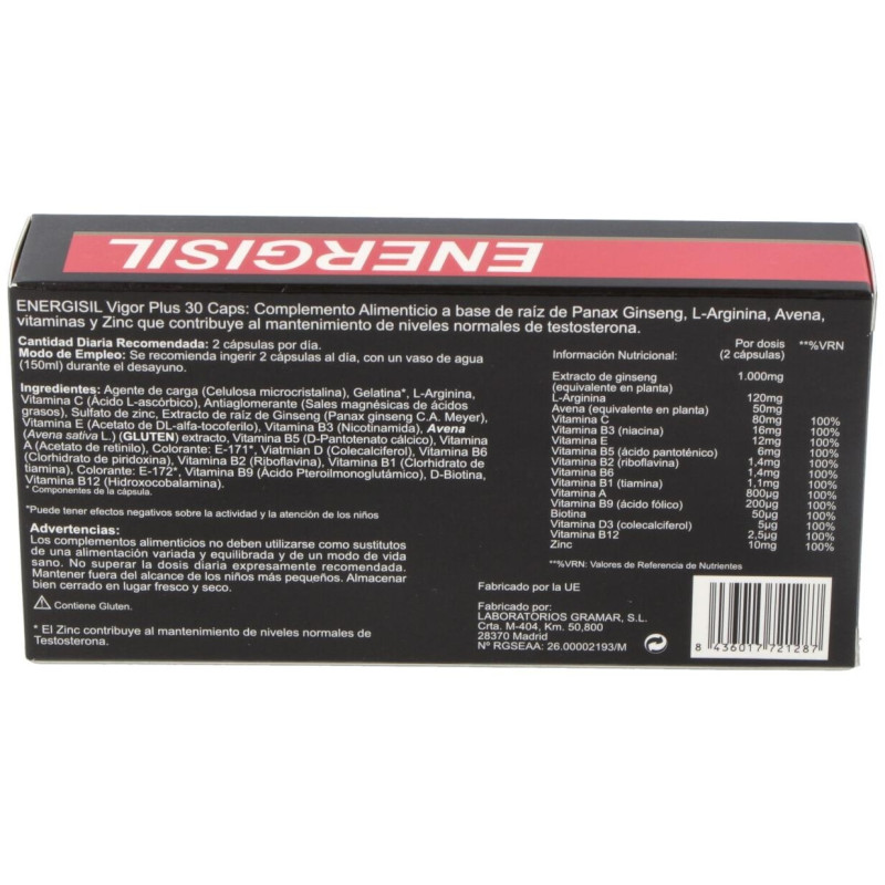 Energisil Vigor Plus (ginseng+arginina) 30cap - Pharma Otc
