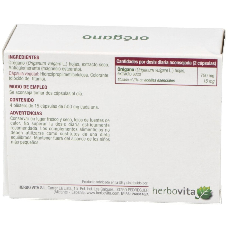 Oregano 60 Cápsulas - Herbovita