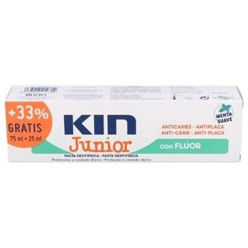 Kin Junior Pasta Dentífrica Menta Suave 75ml+25ml - Pasta