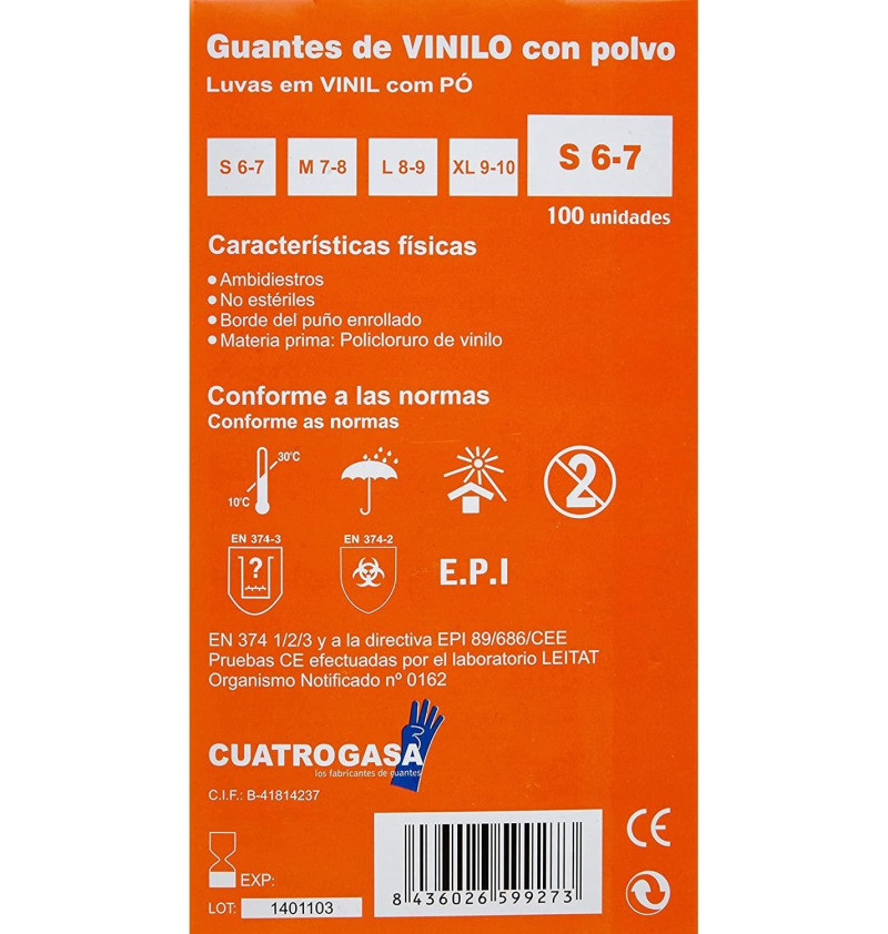 Guantes Achen Vinilo T P  100U