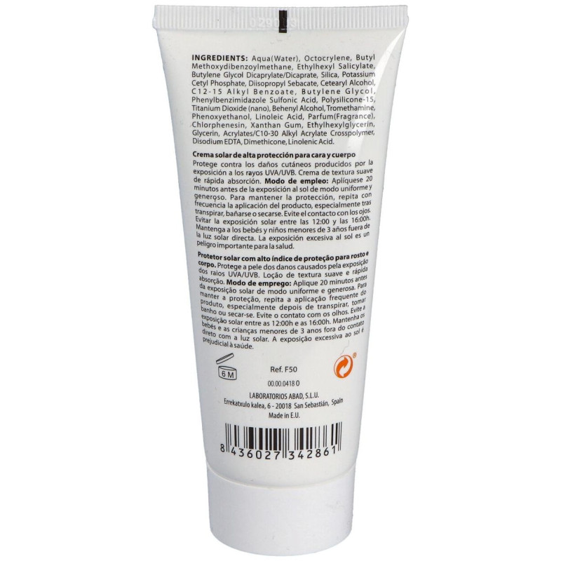 Crema Solar Muy Alta Proteccion 50+ 100Ml.