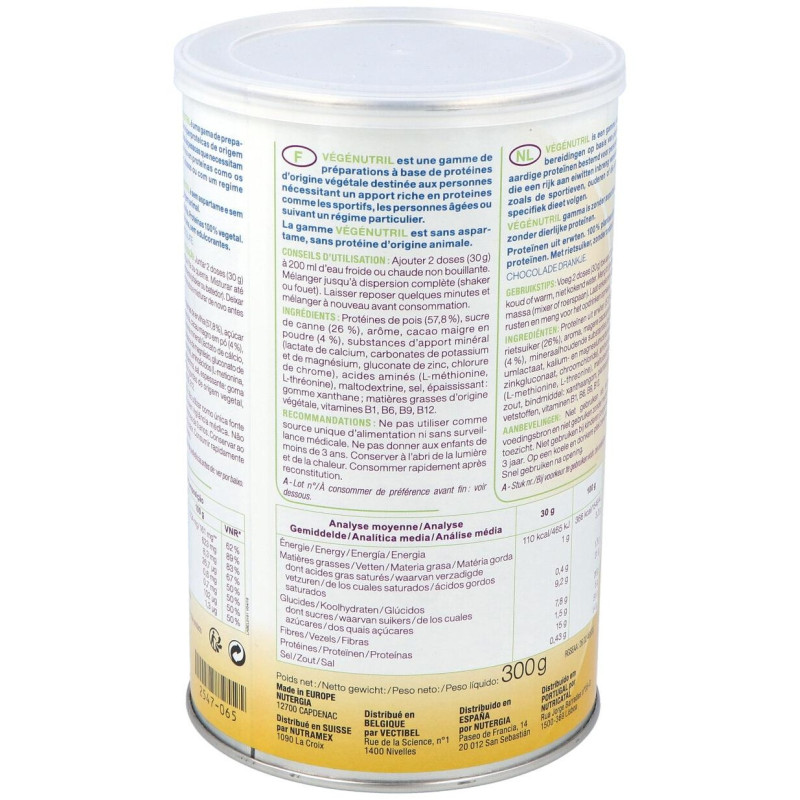 Vegenutril Prot.guisante Chocolate Bote 300gr. 2 - Nutergia