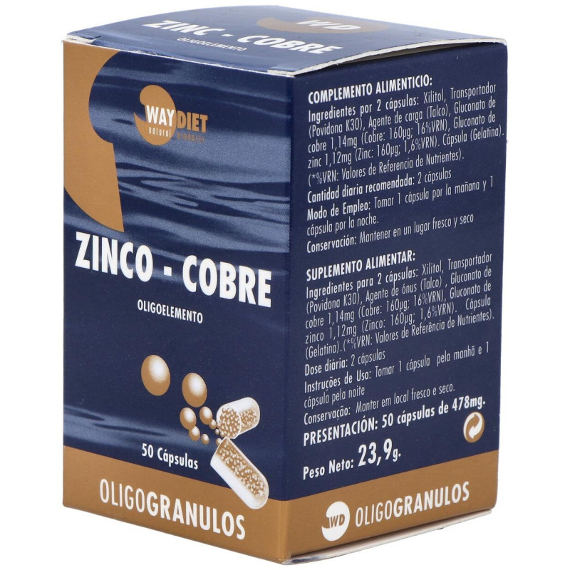 Waydiet Natural Products Zinc-Cobre Oligogranulos 50Caps