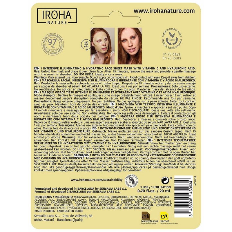 Mascarilla Vitaminac + Ah Iluminadora Hidratante 20ml - Iroha Nature