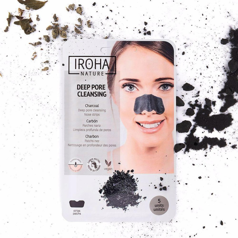 Iroha Nature Tiras Nariz Puntos Negros Carbón 5Uds