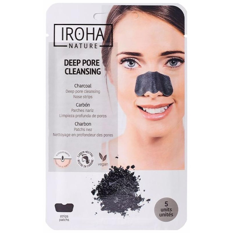 Iroha Nature Tiras Nariz Puntos Negros Carbón 5Uds