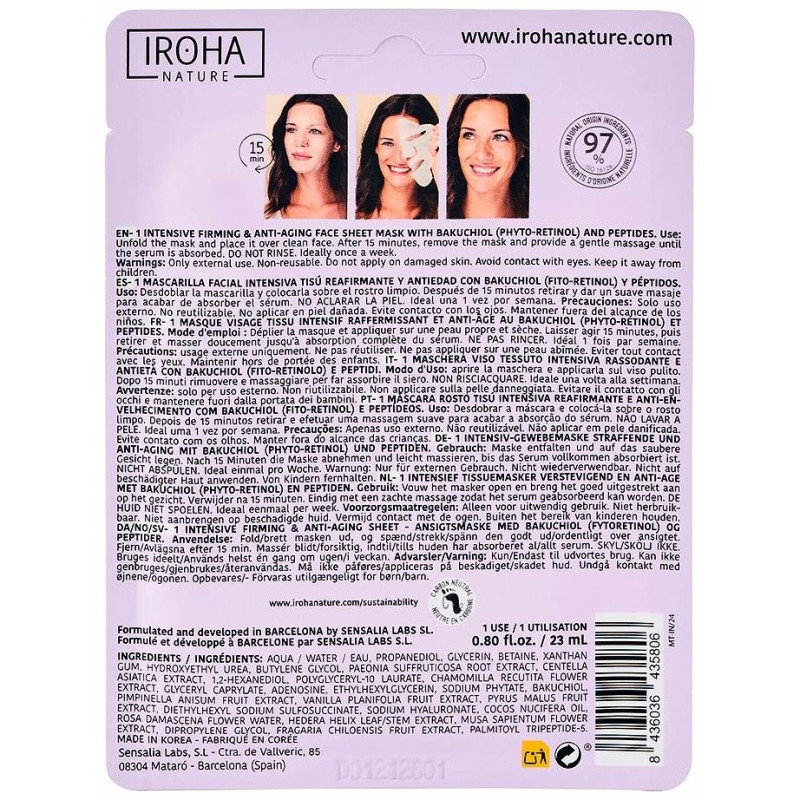 Firming y Anti - Age Backuchiol y Peptides Firming Face Mask 23 ml - Iroha Nature