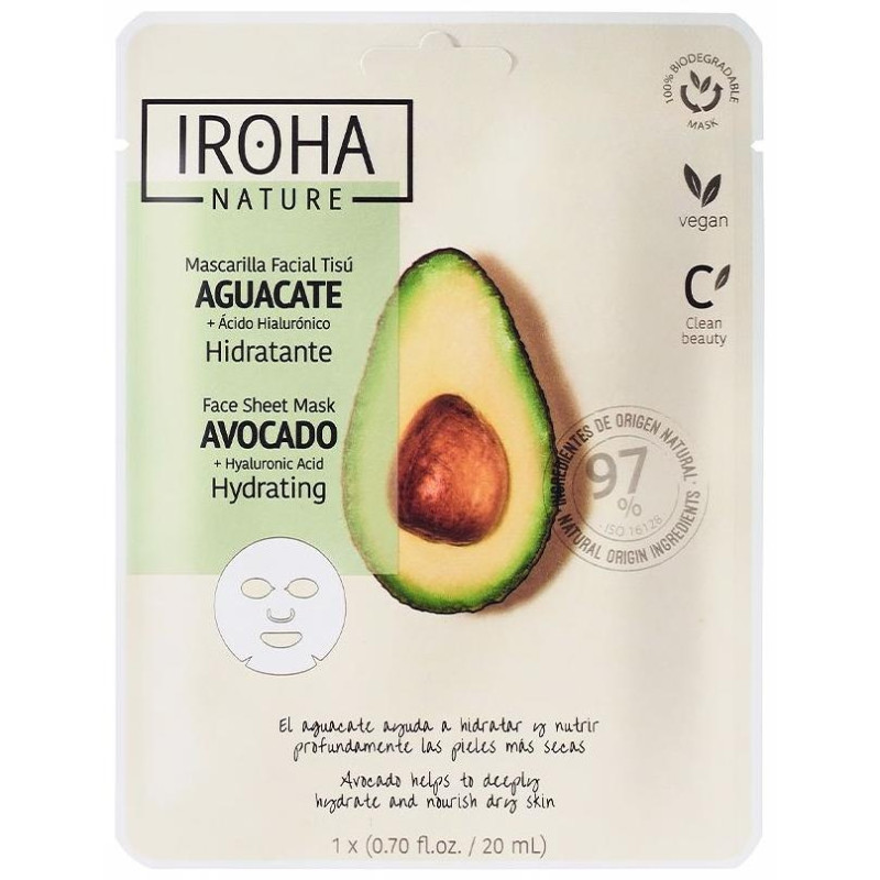 Mascarilla Facial Tisú Hidratante Aguacate 20ml - Iroha Nature