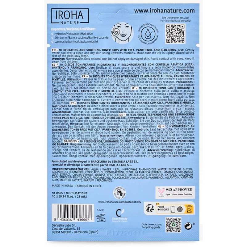 Iroha Nature Discos Tónico Hidratantes 10Uds
