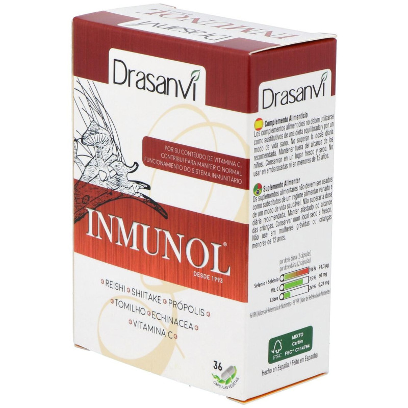Inmunol Suplemento Dietético para el Sistema Inmunitario 36 Cápsulas Vegetales - Drasanvi