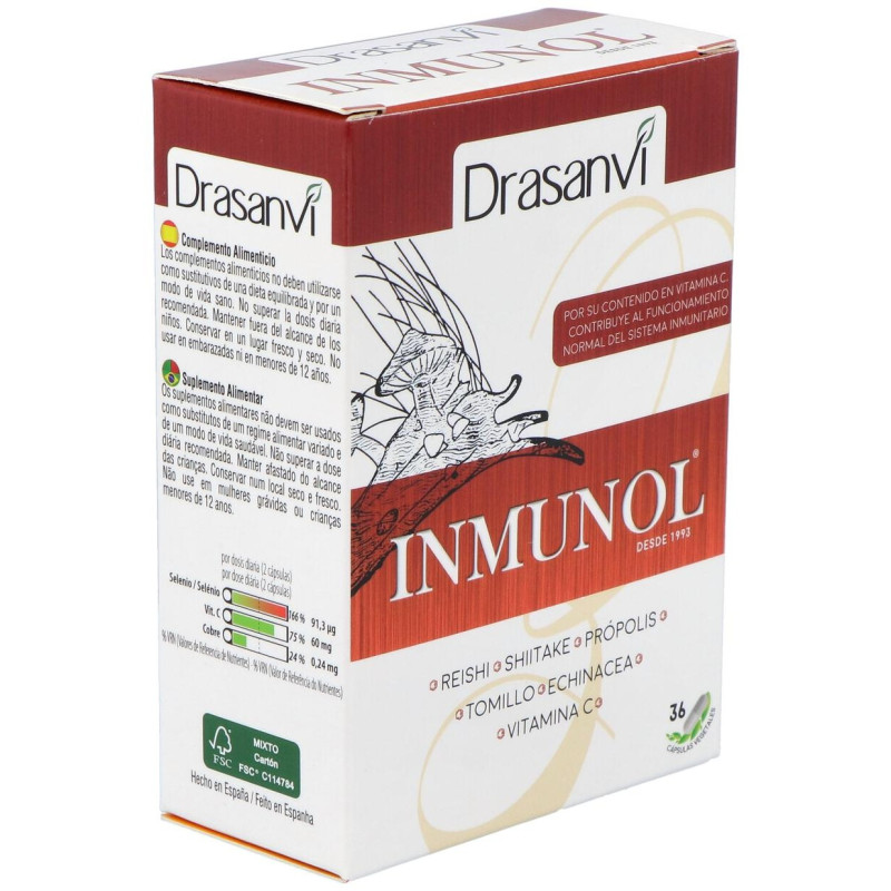 Inmunol Suplemento Dietético para el Sistema Inmunitario 36 Cápsulas Vegetales - Drasanvi