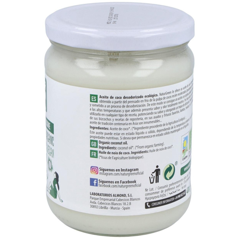 Aceite de Coco Cuisine Bio 430ml/400g - Naturgreen