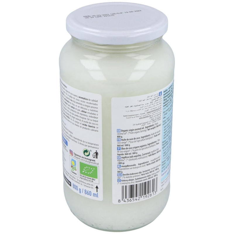 Aceite Virgen de Coco 1ª Presion Frio 800gr. Bio - Naturgreen