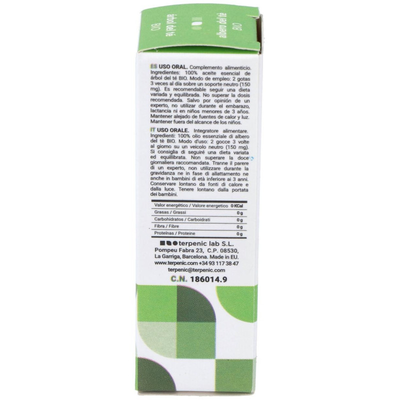 Arbol del Te Aceite Esencial Alimentario 10ml. Bio - Terpenic