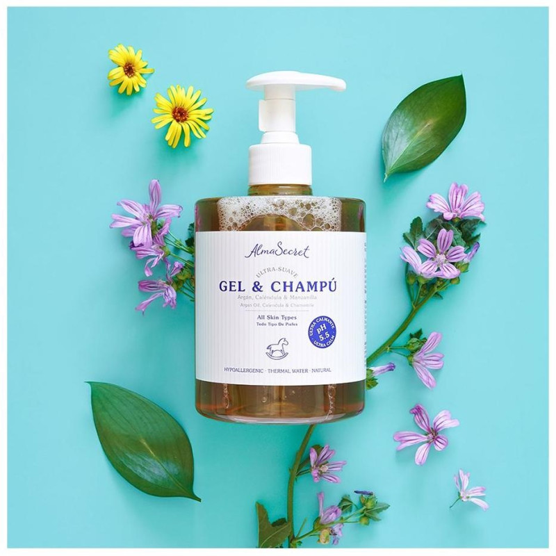Gel - Champú Suave Argán_ Caléndula y Manzanilla 500ml - Alma Secret