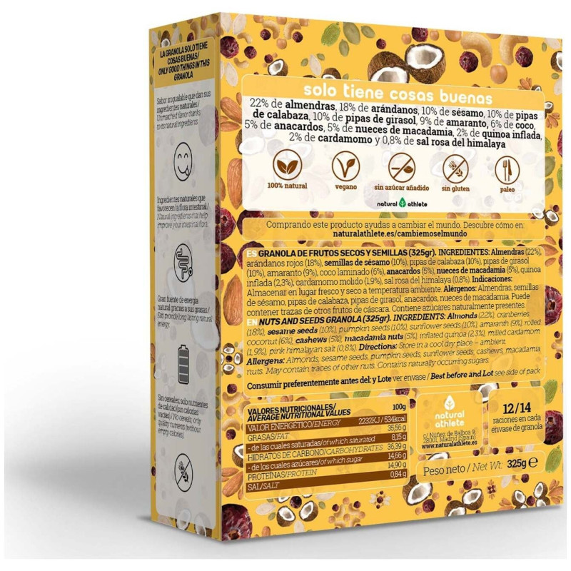 Natural Athlete Granola Arándano Cardamomo Eco 325G