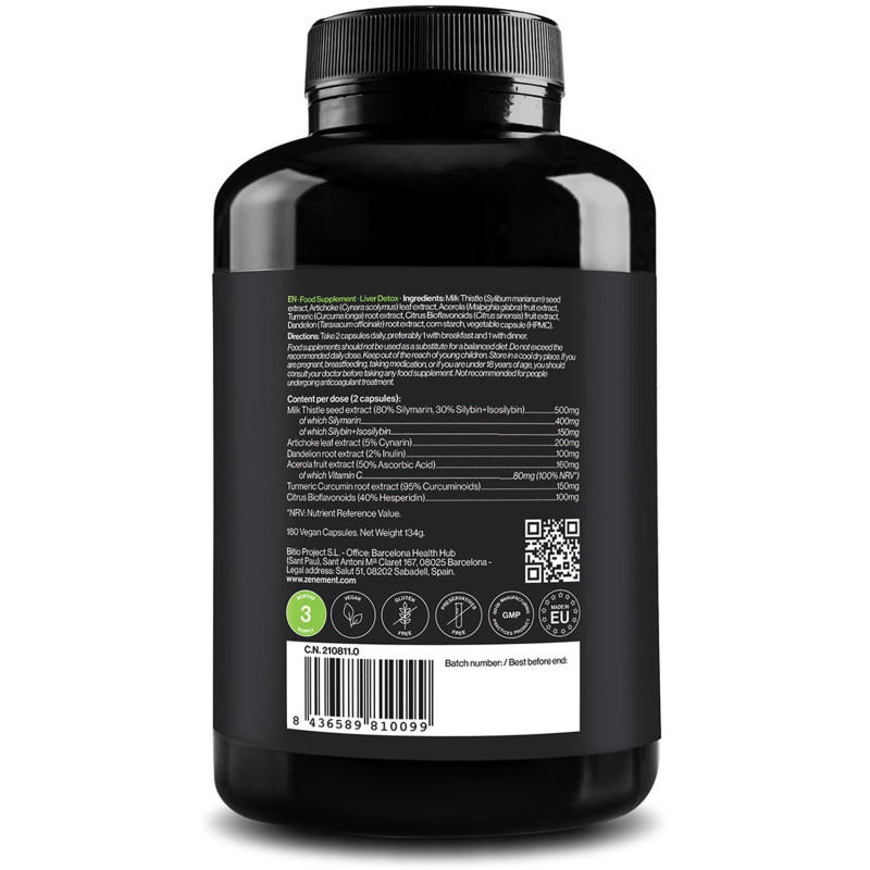 Detox Hígado 180 Cápsulas - Zenement