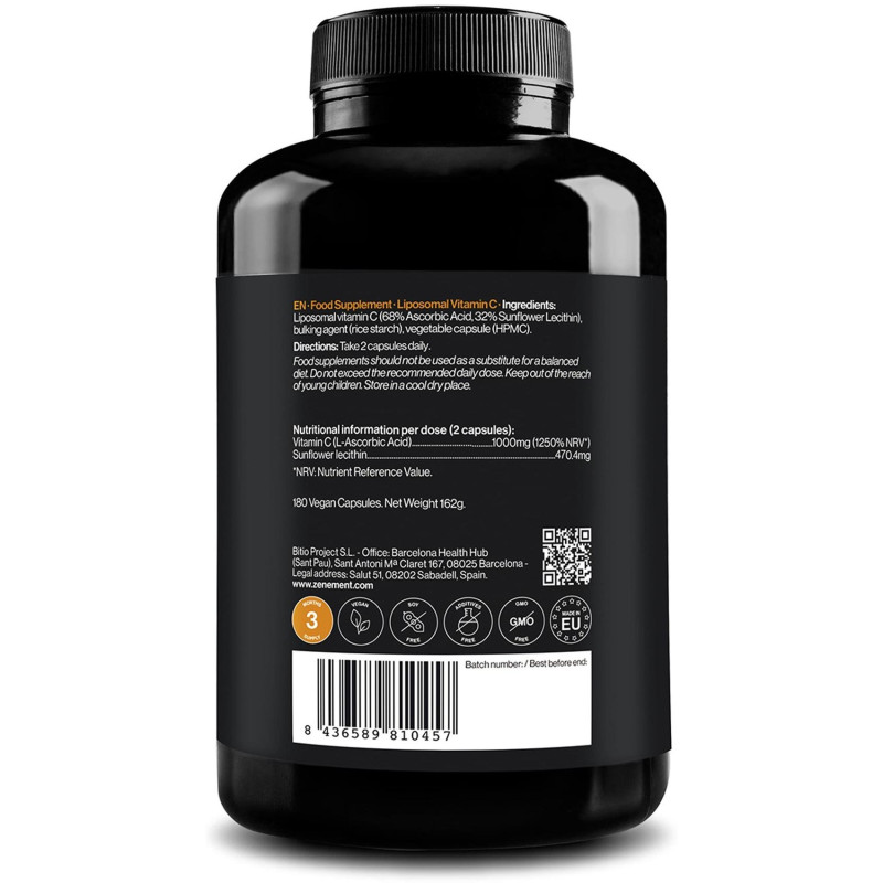 Vitamina C Liposomal 180 Cápsulas - Zenement