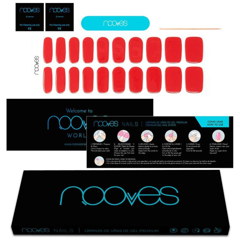 Láminas de Uñas de Gel Crimson Red Premium Luxe Solid Rojo 20 u - Nooves