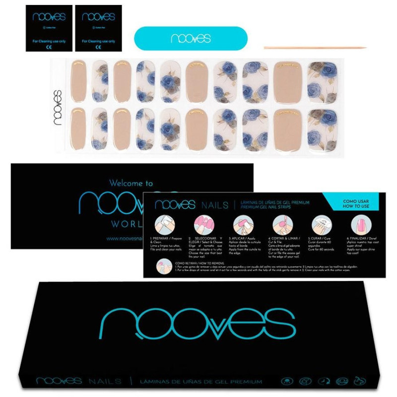 Láminas de Uñas de Gel Elegant Floral Premium Luxe Metallic 20 u - Nooves