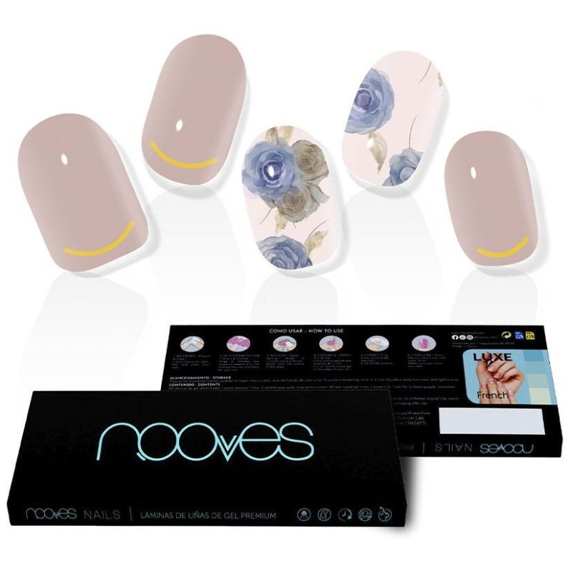 Láminas de Uñas de Gel Elegant Floral Premium Luxe Metallic 20 u - Nooves