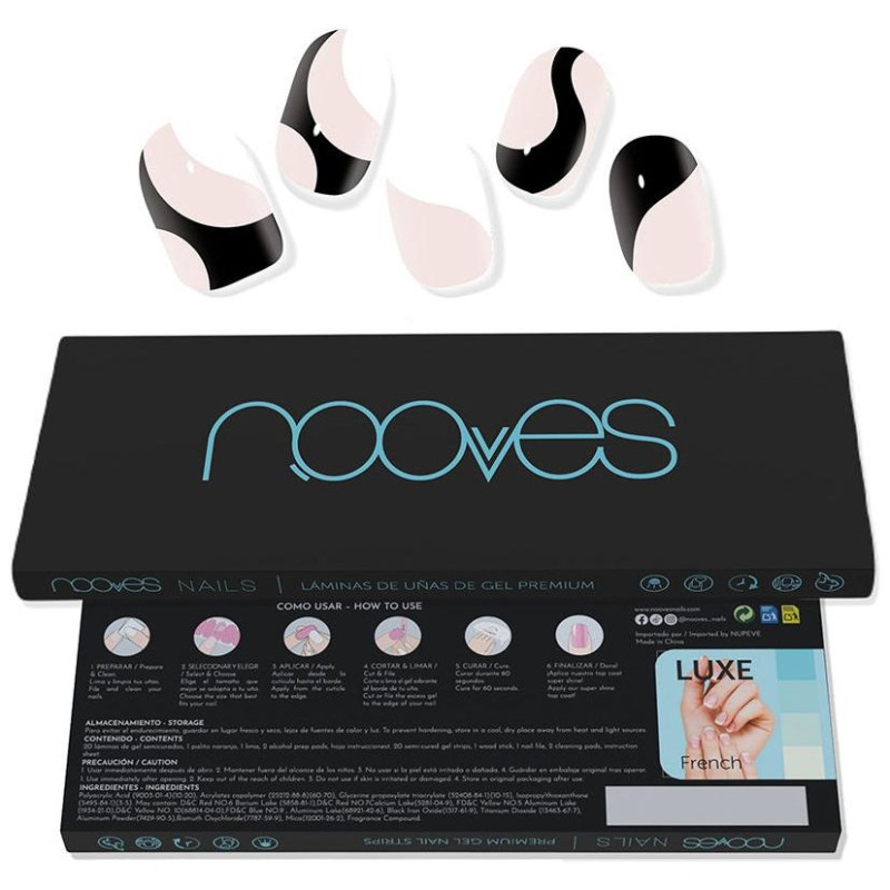 Láminas de Uñas de Gel Premium Glam White Cow 20 u - Nooves