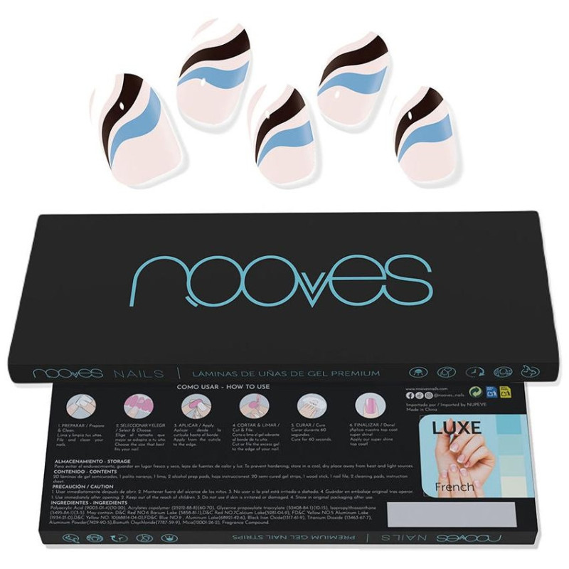 Láminas de Uñas de Gel Premium Glam Flowing Stream 20 u - Nooves