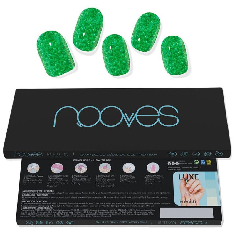 Láminas de Uñas de Gel Jade Glitter Glam Glitter Verde 20 u - Nooves