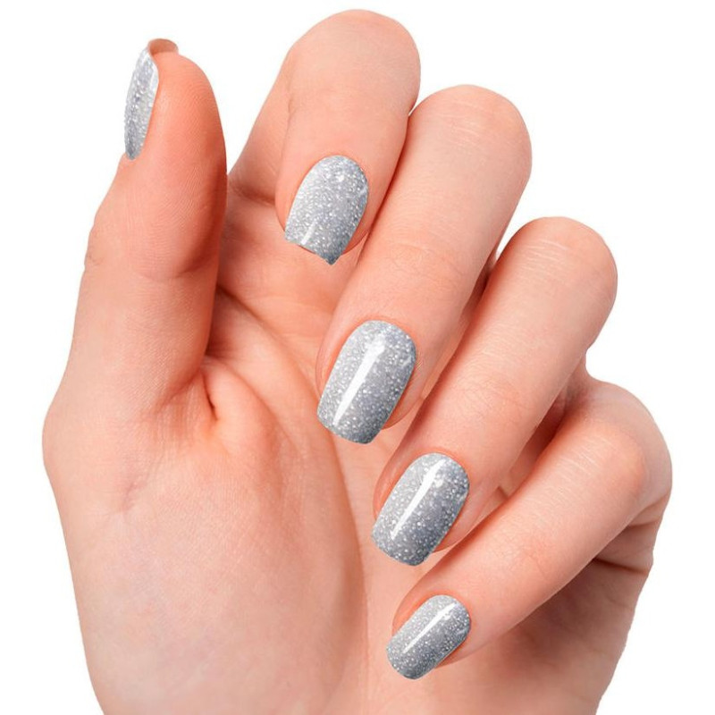 Láminas de Uñas de Gel Dazzling Diva Premium Glam Glitter Gris 20 u - Nooves