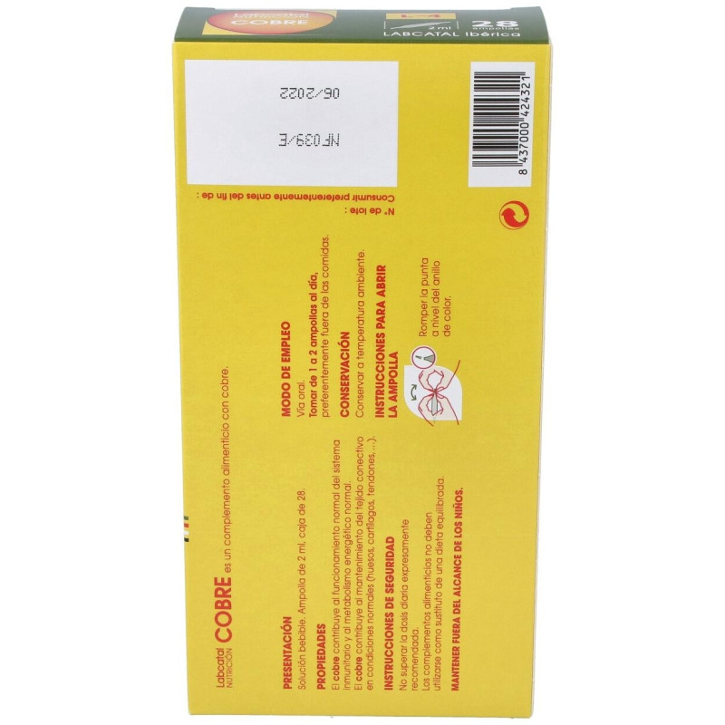 4 Cobre Ampollas, 28 X 2 ml - Labcatal