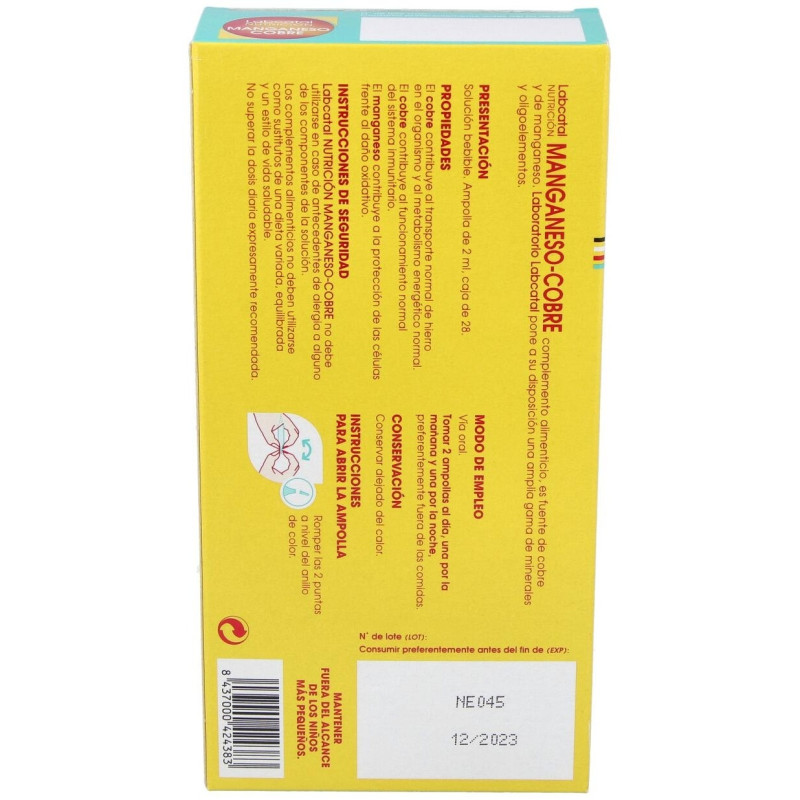 Nutrición Manganeso - Cobre, 28 Ampollas - Labcatal