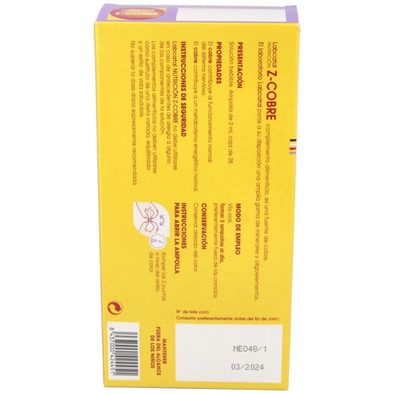 Nutrición Zinc Cobre, 28 Ampollas X 2 ml - Labcatal