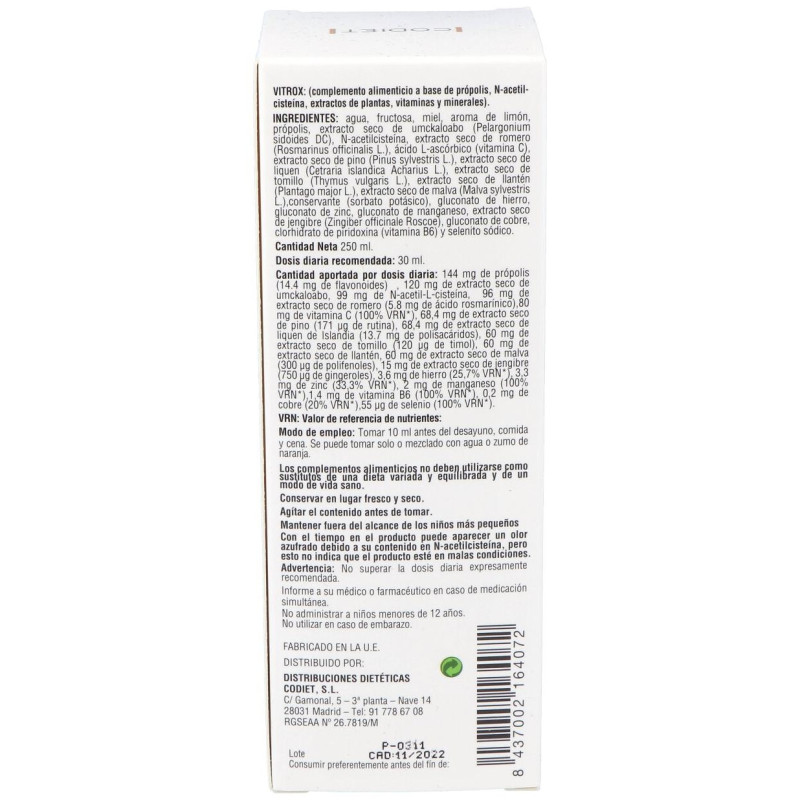 Codiet Vitrox Jarabe 250Ml