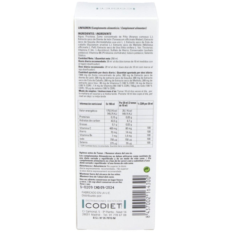 Codiet Linfadren Drenante Linfático 250Ml