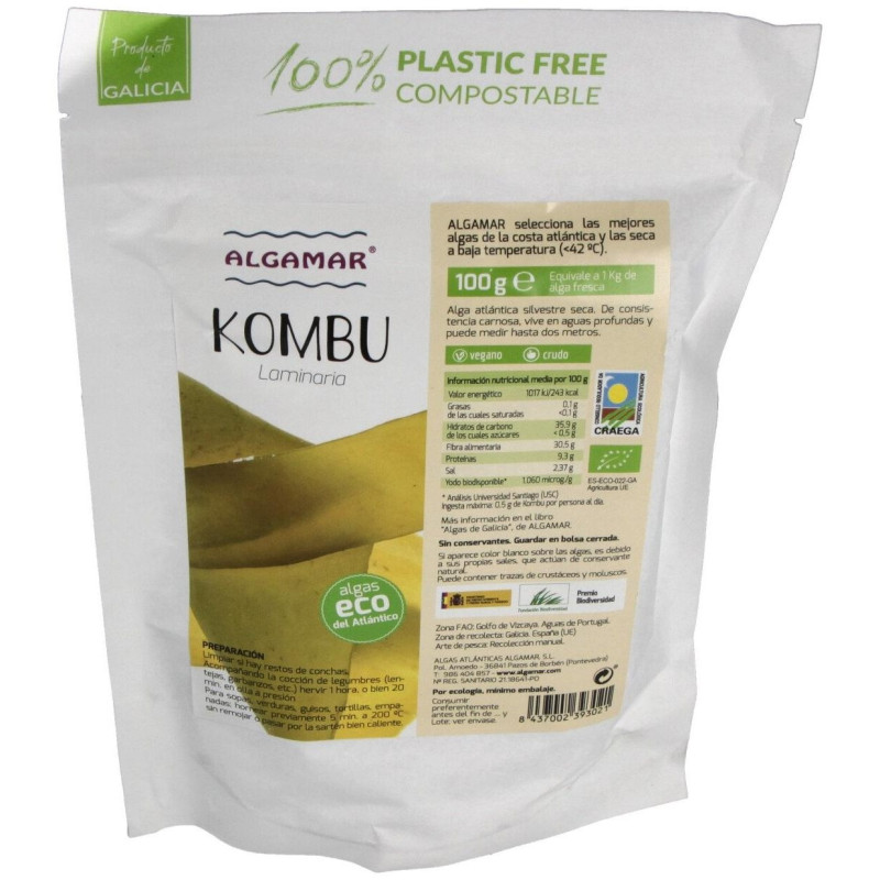Algas Ecológica Kombu 100g - Algamar