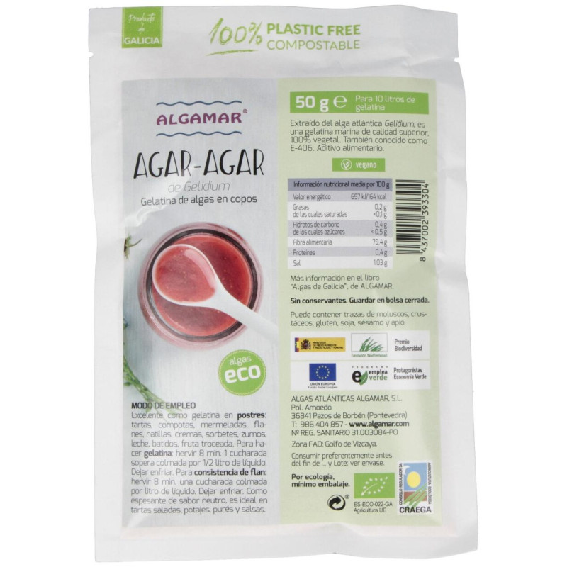 Algas Agar - Agar Ecológicas Copos 50g - Algamar